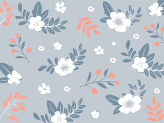 Flowers and leaf's wall art vector background. Foliage line art drawing with abstract shape. Abstract Plant Art design for print, cover, wallpaper, Minimal and natural wall art. Vector illustration.