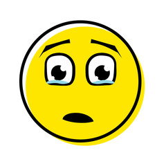 Sad Yellow Emoji with Tears