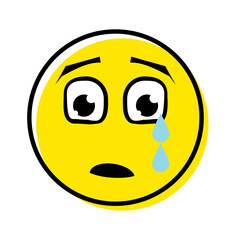 Sad Emoji with Tear Illustration