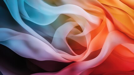 Obraz premium Colorful abstract fabric waves - red, orange, blue swirls with flowing texture