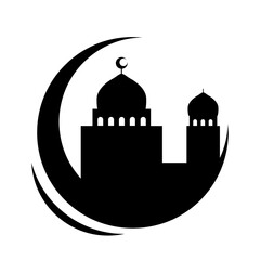 Islamic Mosque Silhouette Vector Set, Ramadan & Eid Mubarak Element