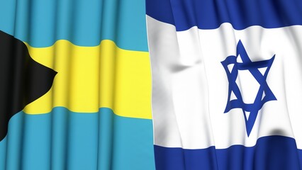 Flags of BAHAMAS and Israel with realistic cloth texture