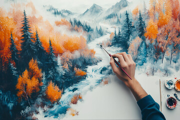 3D isometric drawing of a painting theme