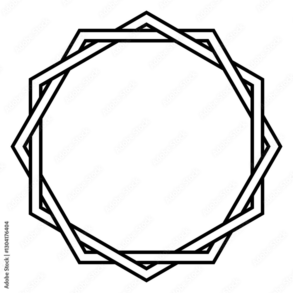 Poster Intricate Black Hexagon Weave Geometric Pattern in Simple Outline