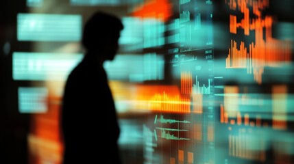 Obraz premium Night Market, Financial Data Display