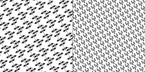 Floral set of seamless pattern design with black and white color