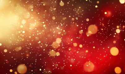 Red background, golden particles floating in the air, gradient red and gold background