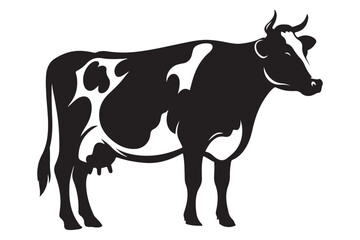 Holstein Dairy Cow Illustration Farm Animal Vector Silhouette Graphic