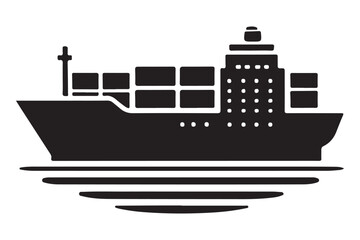 Obraz premium Container Ship Silhouette Illustration Maritime Transportation and Trade