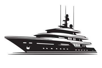 Luxury Yacht Silhouette Illustration Ocean Travel and Affluence