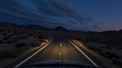 Car driving on desert road at sunset and night - Powered by Adobe