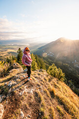 Naklejka premium Sunset over Liptov region with Tatras mountains landspace, Slovakia.