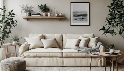 Obraz premium Modern Beige Living Room Interior Design