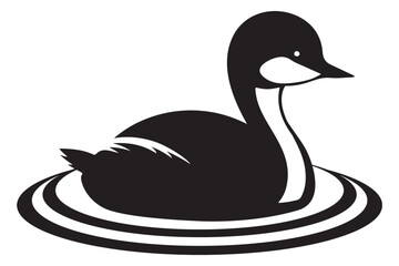 Grebe Silhouette Swimming Water Bird Wildlife Illustration Art