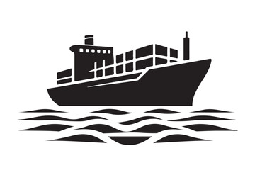 Cargo ship silhouette illustration for transportation and shipping related visuals © Creative Image  