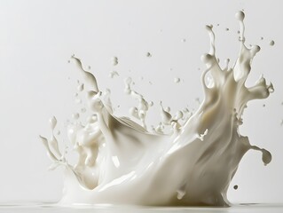 Vibrant white paint fluid flowing on a white background, creates a visual effect, generative AI