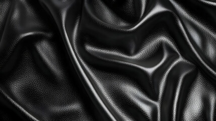 Fototapeta premium Black leather cloth is a material that wrinkles