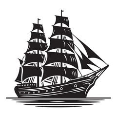 Tall Ship Silhouette Illustration A Classic Sailing Vessel Art