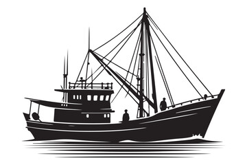 Fishing Boat Silhouette Illustration Vector Artwork Commercial Vessel Design