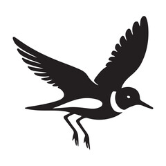 Killdeer Bird in Flight Silhouette Vector Illustration for Wildlife