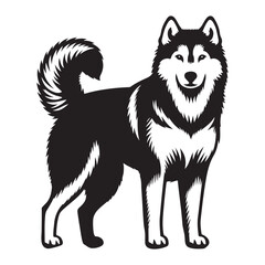Fototapeta premium Majestic Alaskan Malamute Dog Illustration Vector Silhouette Design for Pet Lovers
