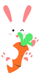 Easter Bunny Hugging Carrot Illustration