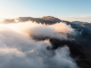 Fototapeta premium Sunset over Liptov region in Low Tatras mountains. Lajstoch near certovica pass landspace, slovakia.