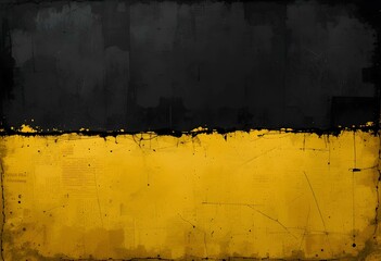 Minimalist Black and Yellow Grunge Texture, Abstract Divided Background with Distressed Surface