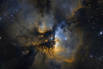 Obraz premium Cosmic nebula backgrounds feature luminous clouds of gas and dust, enchanting astronomy lovers and digital artists with their celestial beauty.