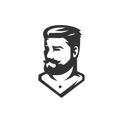 Barbershop brutal man bust portrait hipster grooming service icon for logo vector illustration. Barber shop male hairdresser gentleman vintage old fashioned haircut beard shaving salon badge