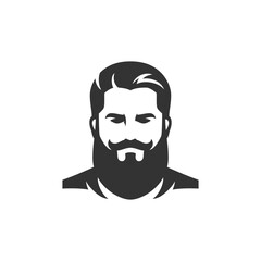 Barber shop gentleman grooming service brutal man portrait minimalist icon for logo vector illustration. Barbershop old fashioned hipster male hairdresser hairstyle salon male mustache beard shaving
