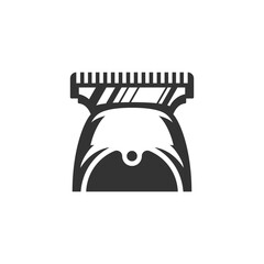 Electric shaving machine barbershop male salon monochrome icon for logo vector illustration. Barber shop gentleman grooming service mustache beard shave hair care hairstyle minimalist badge