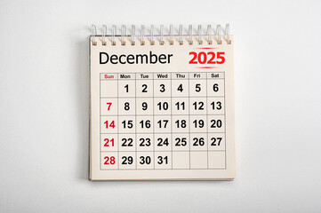 December 2025. Resolution, strategy, solution, goal, business and holidays. Date - month January 2025. Page of annual monthly calendar - January 2025