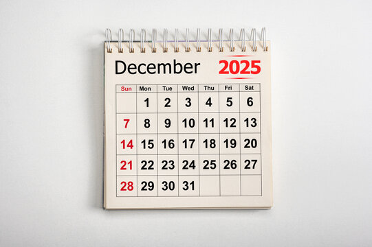 December 2025. Resolution, strategy, solution, goal, business and holidays. Date - month January 2025. Page of annual monthly calendar - January 2025
