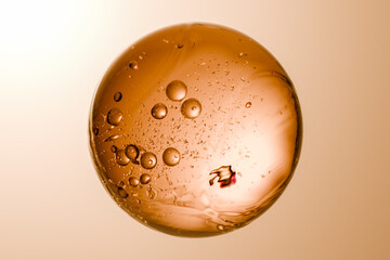 Microscopic view of cells with microorganisms and bubbles, microbiology research, stem cell...