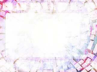 Fototapeta premium Grunge background with old paper texture and retro filmstrip frame. Horizontal or vertical retro banner with film reel. Vintage colourful backdrop. Copy space for text