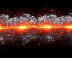 Fiery Smoke Stream Isolated Dark Backdrop