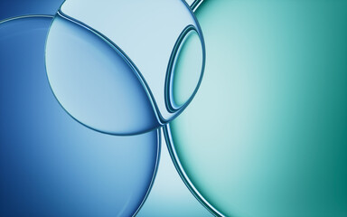3d rendering glass background in blue color