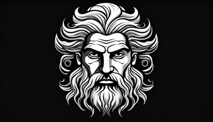 Fototapeta premium A head of ancient Greek man, symbol of strength, logo like, beard, facial hair