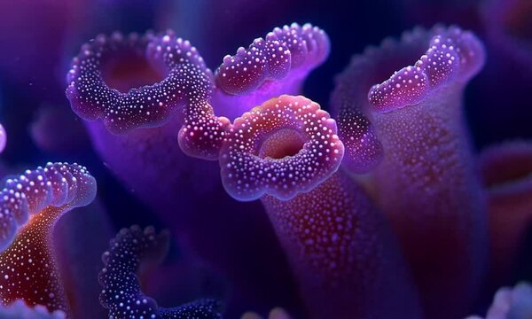 Bioluminescent Coral Reef with Glowing Marine Life Underwater