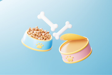 3d rendering pet food and bone