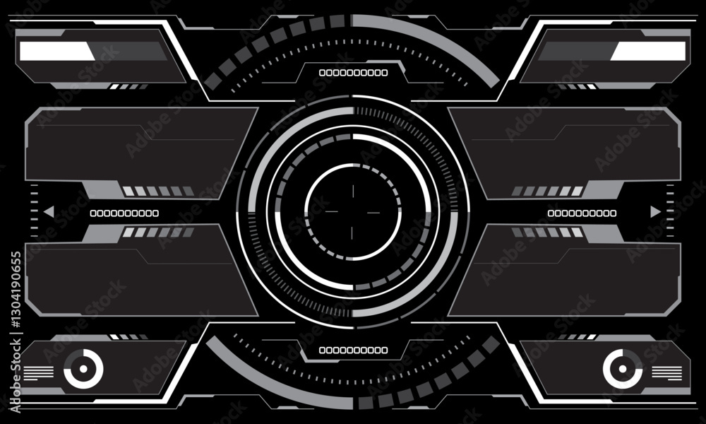 Poster hud sci-fi interface screen view white circular geometric design virtual futuristic technology creat
