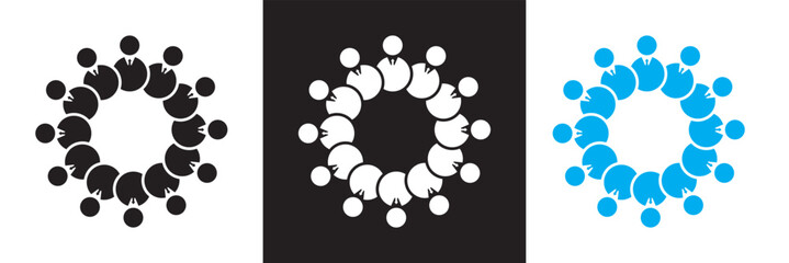 Collaboration  Icons set. Business related icons: teamwork, handshake, agreement, etc. Isolated on white and black background. Vector illustration. EPS 10