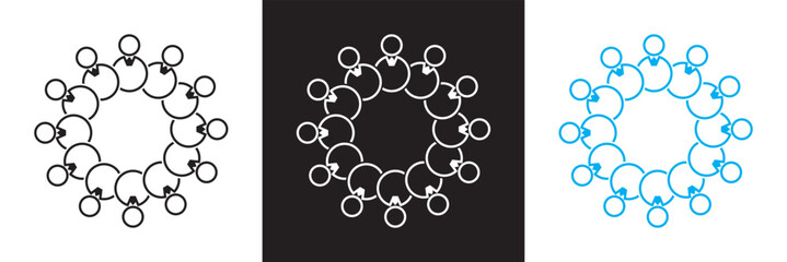 Collaboration  Icons set. Line Editable Icons.  Business related icons: teamwork, handshake, agreement, etc. Isolated on white and black background. Vector illustration. EPS 10