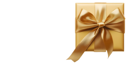 Elegant gold gift box with large ribbon bow