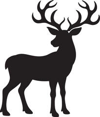 Obraz premium vector icon of a deer. White background with an isolated deer silhouette. Illustration in Vector, Silhouette of the Pair Deer. Flat style, can use for Logo Gram, Emblem, Animal Illustration