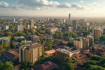 Fototapeta premium Legal teams crafting sustainability policies for corporations in a tropical Nairobi, Kenya.