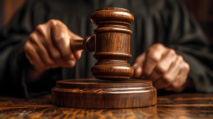 close up The judge holding knocks on the wood