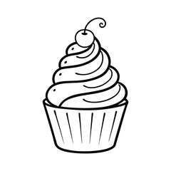 vector illustration of a cupcake coloring book