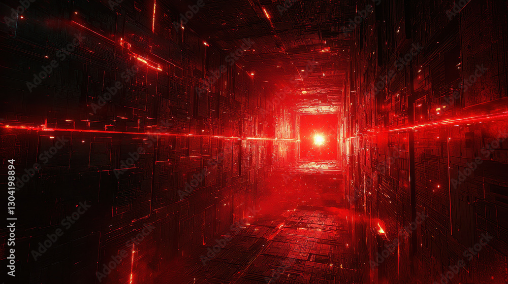Poster massive firewall crumbling under red virus assault with data tendrils breaching security layers and 